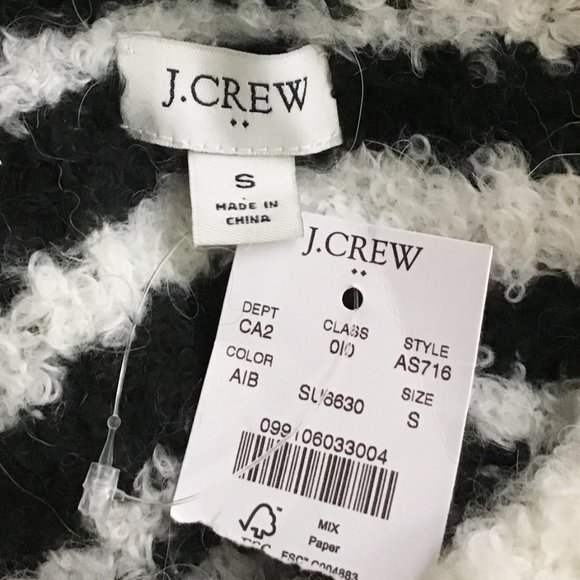 J. Crew Boucle Zebra Pullover Animal Ivory Black Crew Neck Sweater - Picture 11 of 12